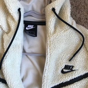 White fuzzy Nike hoodie